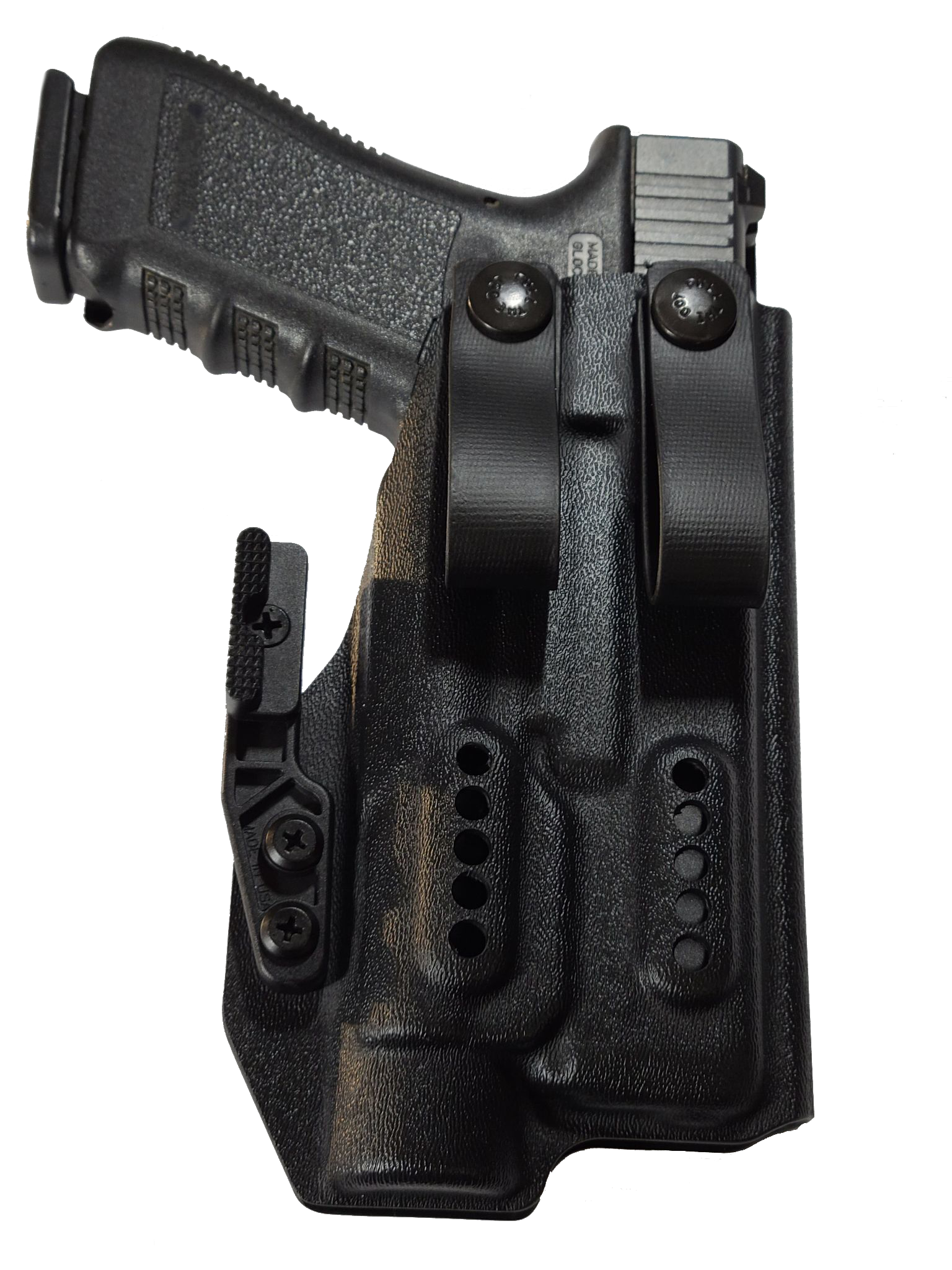 Glock 17 / 22 / 31 IWB Light Bearing Holster TLR1 / TLR1HL With Pull the DOT Soft Loops and Modwing. Tuckable